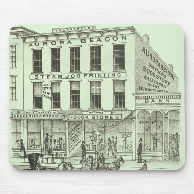 Aurora Illinois Aurora Beacon News 1871 Stone Lith Mouse Mat (Front)