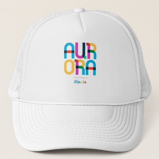 Aurora Illinois Mid Century, Pop Art, Trucker Hat (Front)