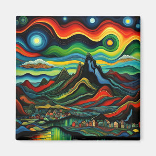 Aurora in night sky 15 magnet