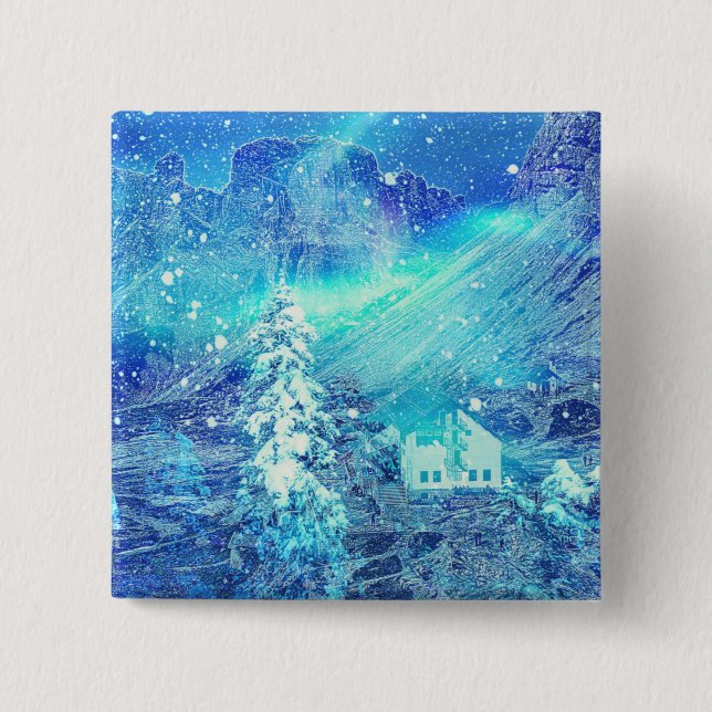 Aurora In Valleys 15 Cm Square Badge (Front)