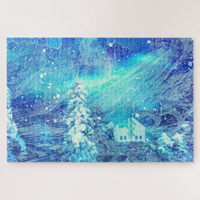 Aurora In Valleys Jigsaw Puzzle (Horizontal)