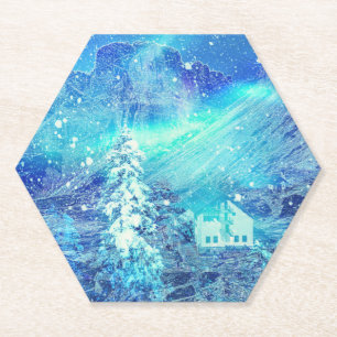 Aurora In Valleys Paper Coaster