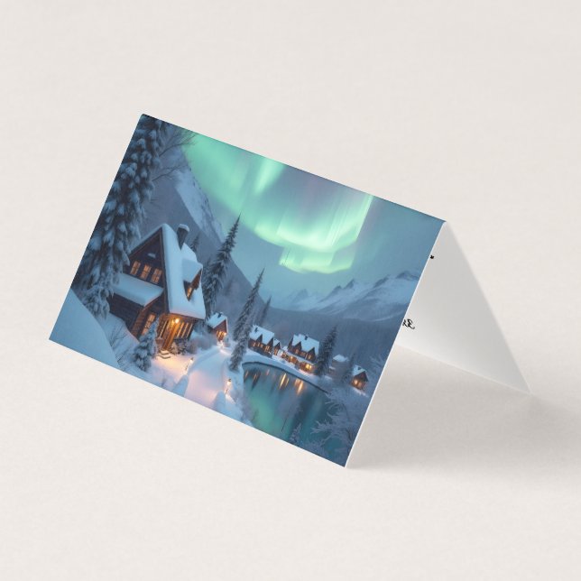 Aurora Lake Snow Folded Card (Front)