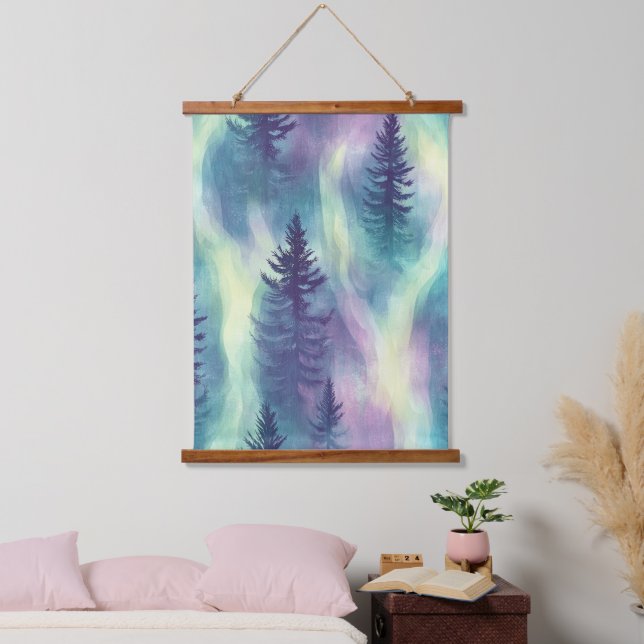Aurora Landscape Forest Pattern Hanging Tapestry (Bedroom)
