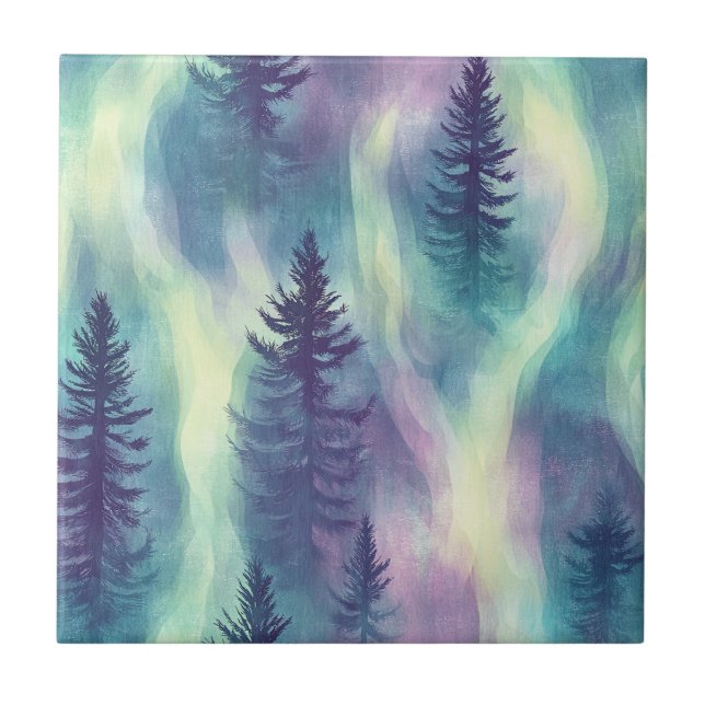 Aurora Landscape Forest Pattern Tile (Front)