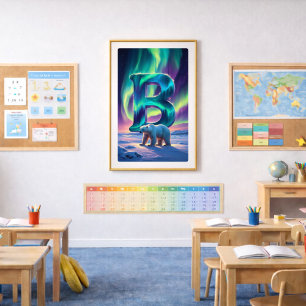 Aurora Letter B Poster   Northern Lights Art Print