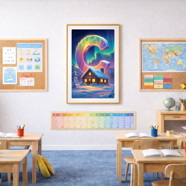 Aurora Letter C Poster | Northern Lights Art Print (Creator Uploaded)