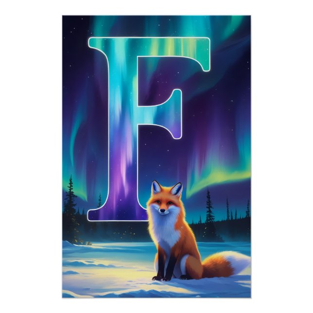Aurora Letter F Poster | Northern Lights Art Print (Front)