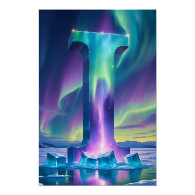 Aurora Letter I Poster | Northern Lights Art Print (Front)