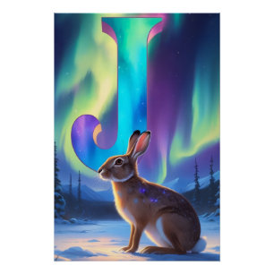 Aurora Letter J Poster Northern Lights Art Print