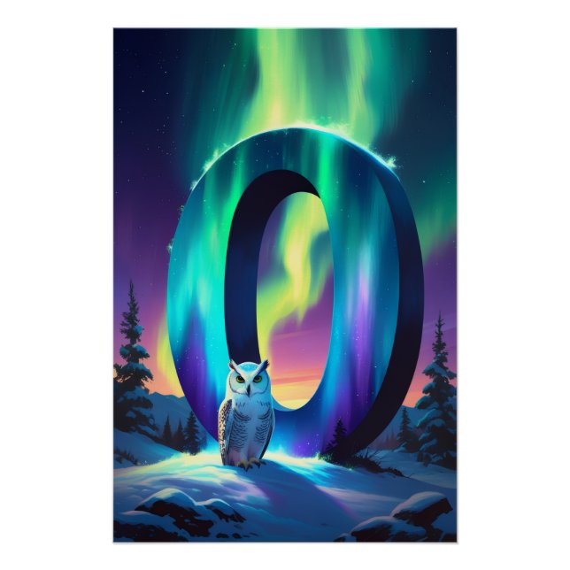 Aurora Letter O Poster | Northern Lights Art (Front)