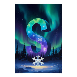 Aurora Letter S Poster Northern Lights Art