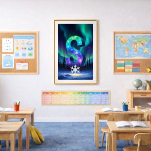 Aurora Letter S Poster   Northern Lights Art