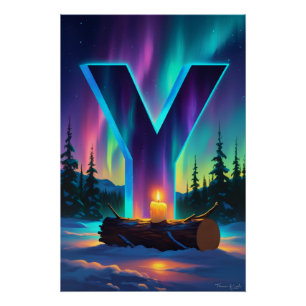 Aurora Letter Y Poster Northern Lights Art