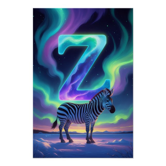 Aurora Letter Z Poster | Northern Lights Art (Front)