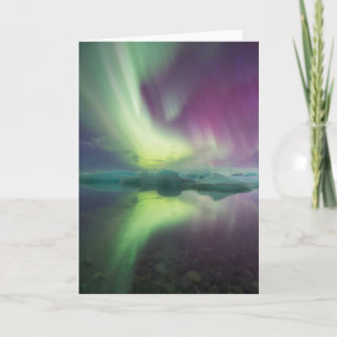 Aurora Lights in Lagoon Jokulsarlon, Iceland Card