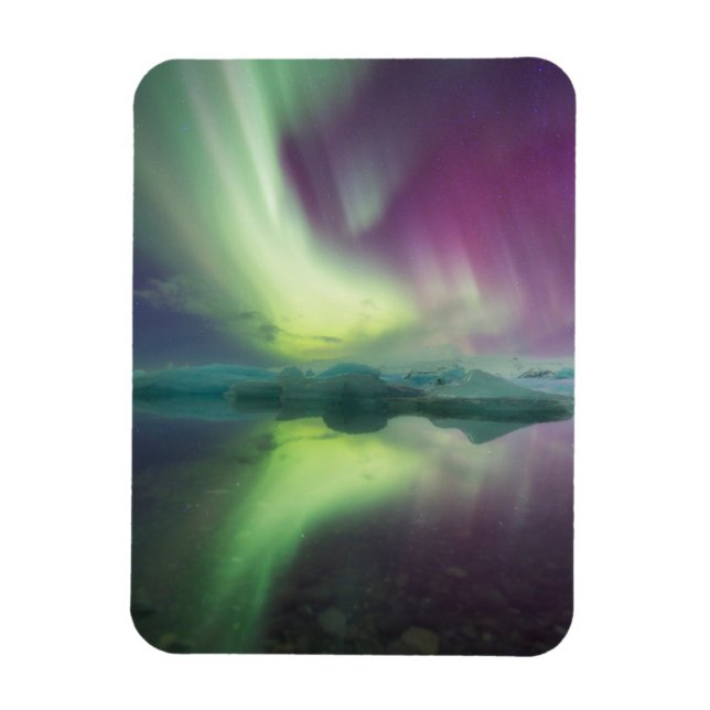 Aurora Lights in Lagoon | Jokulsarlon, Iceland Magnet (Vertical)