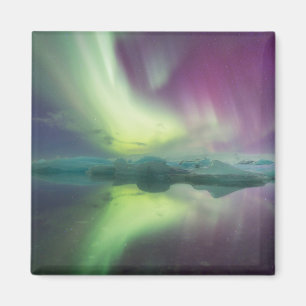 Aurora Lights in Lagoon Jokulsarlon, Iceland Magnet