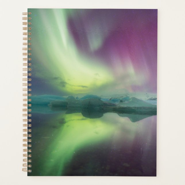Aurora Lights in Lagoon | Jokulsarlon, Iceland Planner (Front)