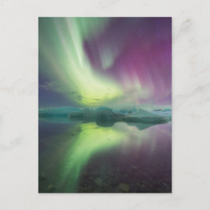 Aurora Lights in Lagoon   Jokulsarlon, Iceland Postcard