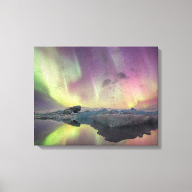 Aurora Lights Reflect in Lagoon Canvas Print (Front)
