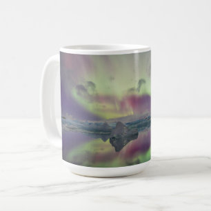 Aurora Lights Reflect Lagoon Iceland Coffee Mug