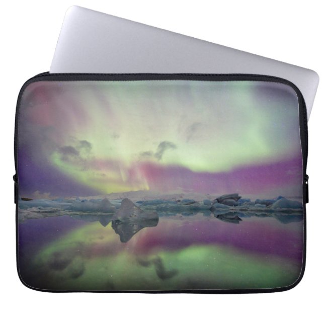 Aurora Lights Reflect Lagoon | Iceland Laptop Sleeve (Front)