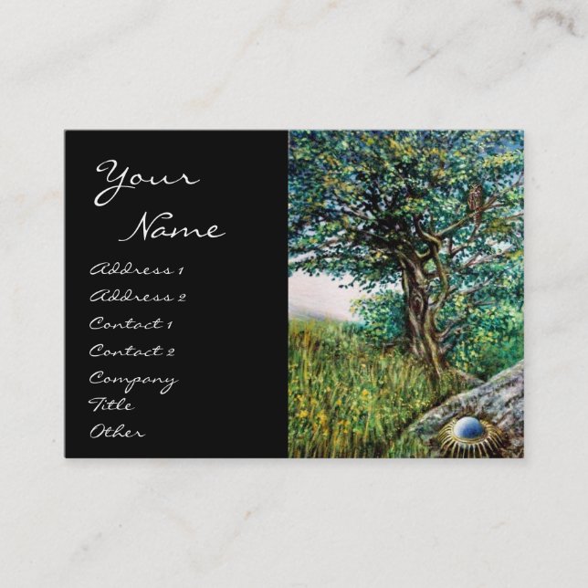 AURORA / MAGIC TREE, green, blue ,black Business Card (Front)