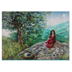 AURORA / MAGIC TREE, green, blue, Cutting Board