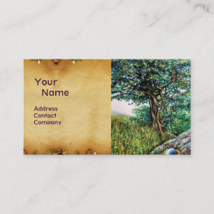 AURORA / MAGIC TREE, green, blue,parchment Business Card