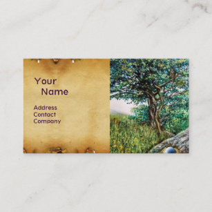AURORA / MAGIC TREE, green, blue,parchment Business Card