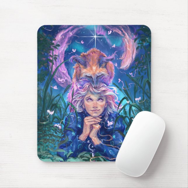Aurora & Magicfox – Fantasy Night Under the Stars Mouse Mat (With Mouse)