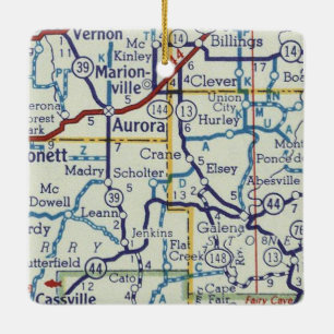 Aurora MO Vintage Map Ceramic Ornament