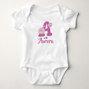 Aurora Name Baby Outfit Letter A Romper Floral Bodysuit