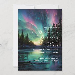 Aurora Night Sky Forest Wedding Invitation