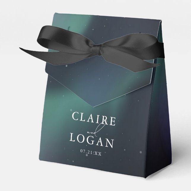 Aurora Northern Lights Wedding Favour Box (Front Side)