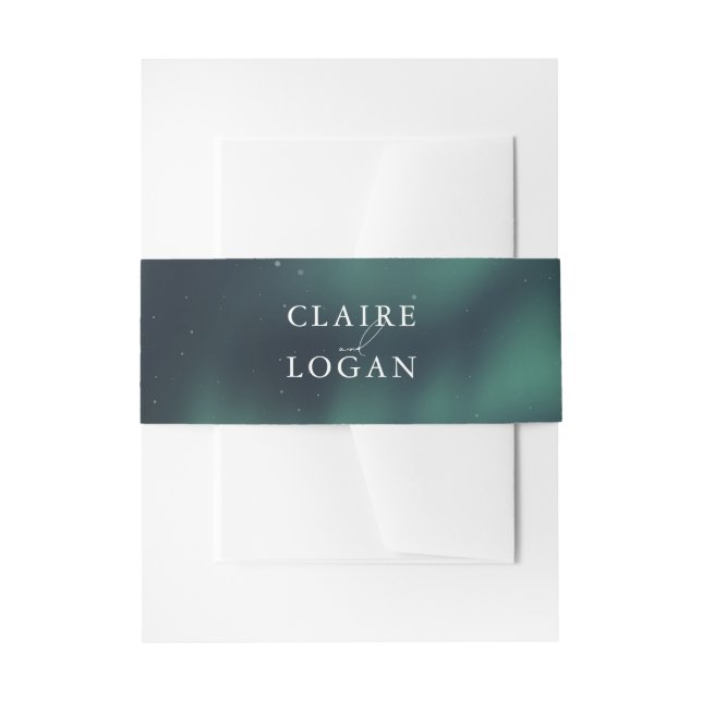 Aurora Northern Lights Wedding Invitation Belly Band (Front Example)