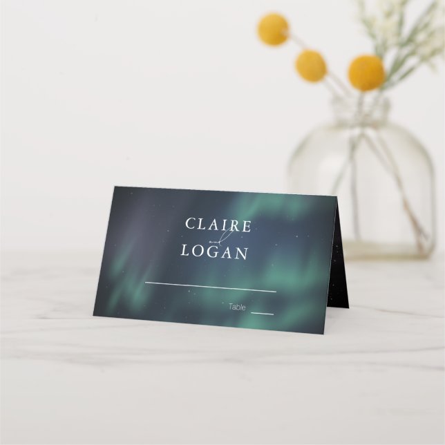 Aurora Northern Lights Wedding Place Card (Front)