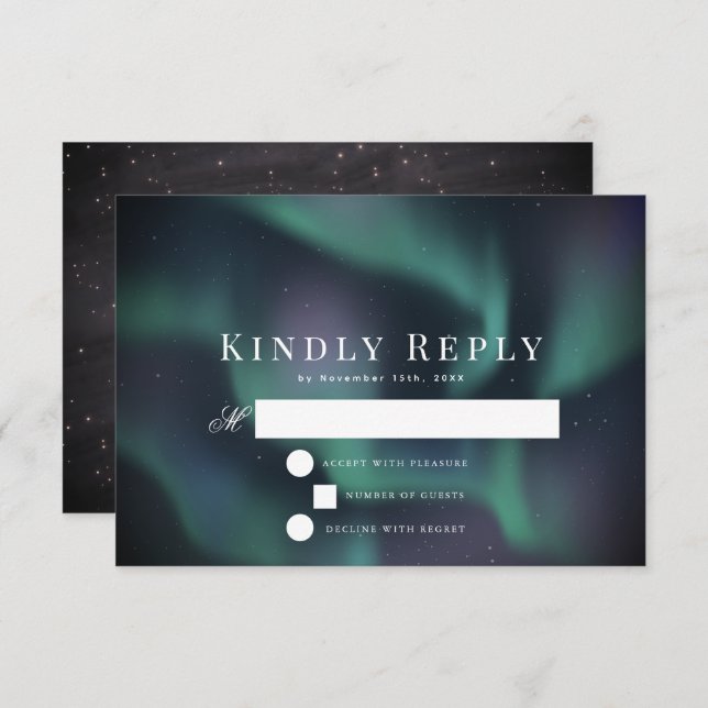 Aurora Northern Lights Wedding RSVP Card (Front/Back)