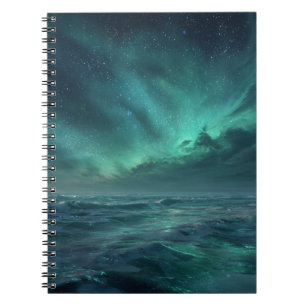 Aurora Ocean Glow Green Night Sky Notebook