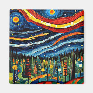 Aurora over forest magnet