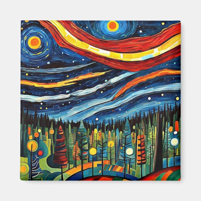 Aurora over forest magnet (Front)