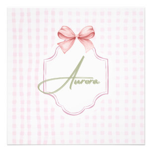 Aurora Personalized Pink Bow & Gingham Print 