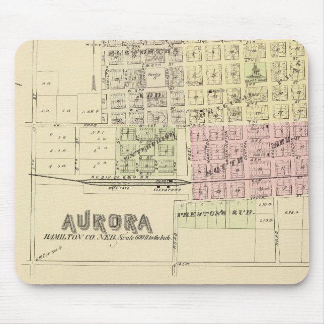 Aurora, Phillips, an Hampton, Nebraska Mouse Mat (Front)