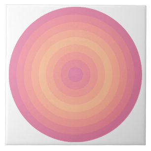 Aurora Pink Fuzzy Peach Circles Ceramic Tile