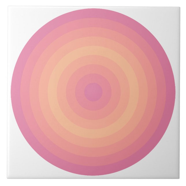 Aurora Pink Fuzzy Peach Circles Ceramic Tile (Front)