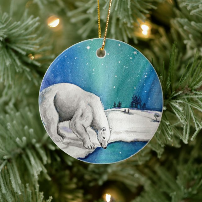 Aurora Polar Bear Ceramic Tree Decoration (Tree)