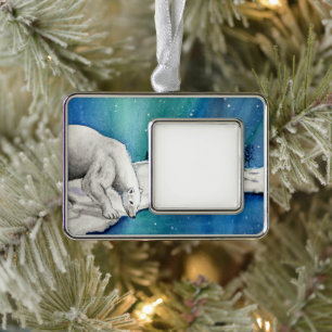 Aurora Polar Bear Framed Ornament