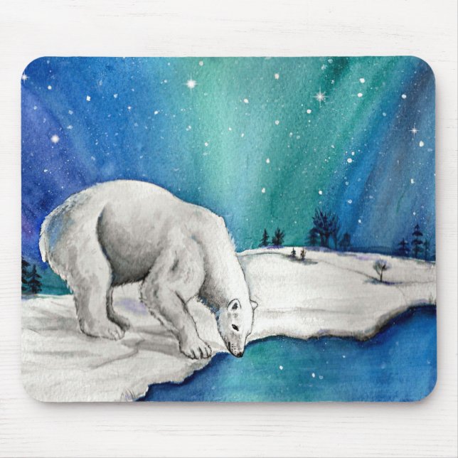 Aurora Polar Bear Mouse Mat (Front)