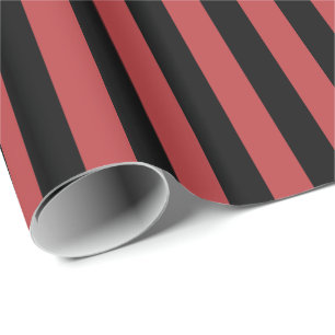 Aurora Red and Black Stripe Wrapping Paper